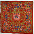 Furniture cover with dragons and flowers, Silk brocaded satin with gold thread, China