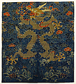 Panel with dragon (part of a robe-length), Silk, metallic thread; lined with cotton, China