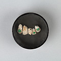 Human tooth inlaid with jadeite, Jadeite, pea-green, Mexico