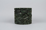 Brush holder with tribute scene, Jade (nephrite), China