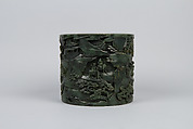 Brush holder with tribute scene, Jade (nephrite), China