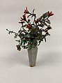 Vase with Flowers, Jadeite, the vases white with mottlings of emerald-green and a very faint lavender tint, China