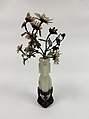 Vase with Flowers, Nephrite, white of light greenish tint, and other colors, China