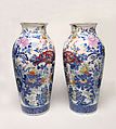Pair of Vases, White porcelain decorated with blue under the glaze, enamel, iron red and gold (Arita ware), Japan