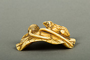 Netsuke of Frog on a Lotus Leaf, Ivory, Japan