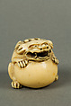 Netsuke of Qilin and Ball, Ivory, Japan