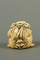 Netsuke of Qilin and Ball, Ivory, Japan