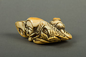Netsuke of Woman and Monkey, Ivory, Japan
