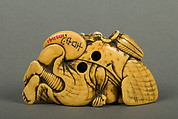Netsuke of Woman and Monkey, Ivory, Japan