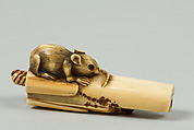 Netsuke of Mouse on Bamboo, Ivory, Japan