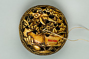 Netsuke, Ivory carved in openwork, ornamented with silver, Japan