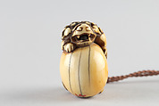 Netsuke in the Shape of a Lion with a Ball, Ivory, Japan