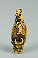 Netsuke of Man Riding a Buffalo, Ivory, Japan