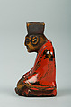 Netsuke of Tea Master, Wood and red lacquer, Japan