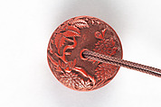 Netsuke with Chrysanthemum Design, Wood, Japan