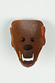 Netsuke of Mask, Wood; dark brown, inlaid eyes, Japan