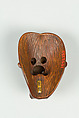 Netsuke of Mask, Wood; dark brown, inlaid eyes, Japan