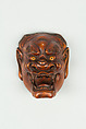 Netsuke of Mask, Wood; dark brown, Japan