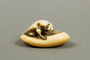 Netsuke of Monkey on a Mushroom, Ivory, Japan