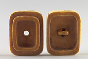 Netsuke of Box with Children's Toys, Ivory; inlaid; Hako style, Japan