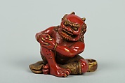 Netsuke of Demon, Red lacquer, Japan