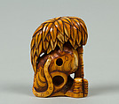 Netsuke of Tiger under a Bamboo Tree, Ivory, Japan