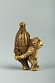 Netsuke of Monkey Carrying an Octopus Bound in Bamboo on His Back, Ivory, Japan