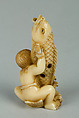 Netsuke of Child with a Carp, Ivory, Japan