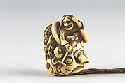 Netsuke in the Shape of a Demon, Carved ivory in the shape of a demon, Japan