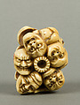 Netsuke of Thirteen Masks, Ivory, Japan