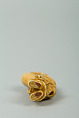 Netsuke of Fukurokujin with Tall Head and Two Children Climbing on It, Ivory, Japan