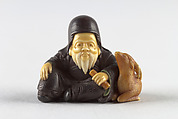 Netsuke of Fukurokujin, Wood and ivory, Japan
