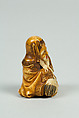 Netsuke of Old Man and Stork, Ivory, Japan