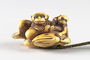 Netsuke with Decoration of Monkeys and Catfish, Ivory, Japan