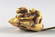 Netsuke with Decoration of Monkeys and Catfish, Ivory, Japan