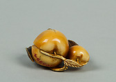 Netsuke of Bat and Fruit, Ivory, Japan