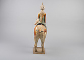 Horse and female rider, Earthenware with three color (sancai) glaze, China