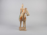 Horse and female rider, Earthenware with three color (sancai) glaze, China