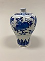Meiping vase  with peaches, pomegranades, and fingered citrons, Porcelain painted in underglaze cobalt blue (Jingdezhen ware), China