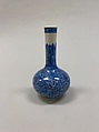 Bottle vase with floral scrolls, Soft-paste porcelain painted in underglaze cobalt blue (Jingdezhen ware), China