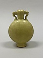 Pilgrim bottle vase, Porcelain with crackled yellow glaze (Jingdezhen ware), China