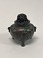 Miniature Tripod (Ding), Bronze, teakwood cover, China