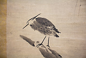 Heron and Willow, Formerly attributed to Sesshū Tōyō 雪舟等楊 (Japanese, 1420–1506), Hanging scroll; ink on paper, Japan