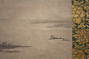 River Landscape in Evening, Seal of Kano Motonobu (Japanese, 1477–1559), Hanging scroll; ink on paper, Japan
