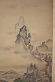 Mount Penglai with Eight Views of Xiao and Xiang, Kano Tansui Moritsune (active 19th century), One from a triptych of hanging scrolls; ink and color on silk, Japan