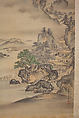 Mount Penglai with Eight Views of Xiao and Xiang, Kano Tansui Moritsune (active 19th century), One from a triptych of hanging scrolls; ink and color on silk, Japan