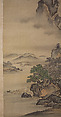 Mount Penglai with Eight Views of Xiao and Xiang, Kano Tansui Moritsune (active 19th century), One from a triptych of hanging scrolls; ink and color on silk, Japan