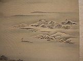 Mount Penglai with Eight Views of Xiao and Xiang, Kano Tansui Moritsune (active 19th century), One from a triptych of hanging scrolls; ink and color on silk, Japan