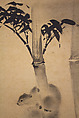 Squirrels on Bamboo and Rock, Mochizuki Gyokusen 望月玉川 (Japanese, 1794–1852), Hanging scroll; ink on silk, Japan