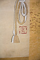 Hunting Hawk on Perch, Attributed to Soga Chokuan (Japanese, active ca. 1596–1615), Hanging scroll; ink and color on paper, Japan